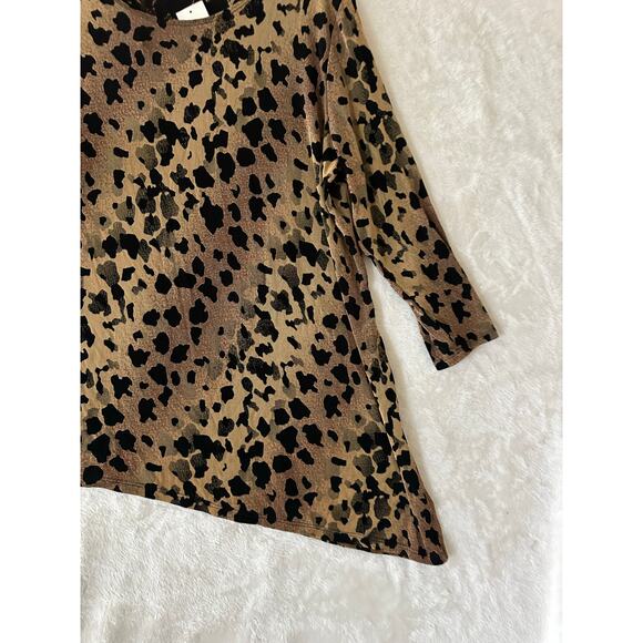 NWT Citiknits Brown Asymmetrical Tunic Top XL Slinky Travelers - Picture 3 of 9